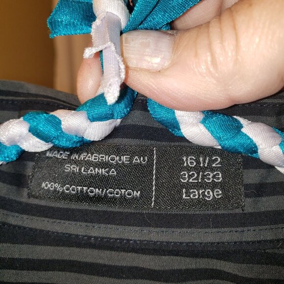 Men's Claiborne Black Striped Button Up Shirt Size L - Picture 5 of 6